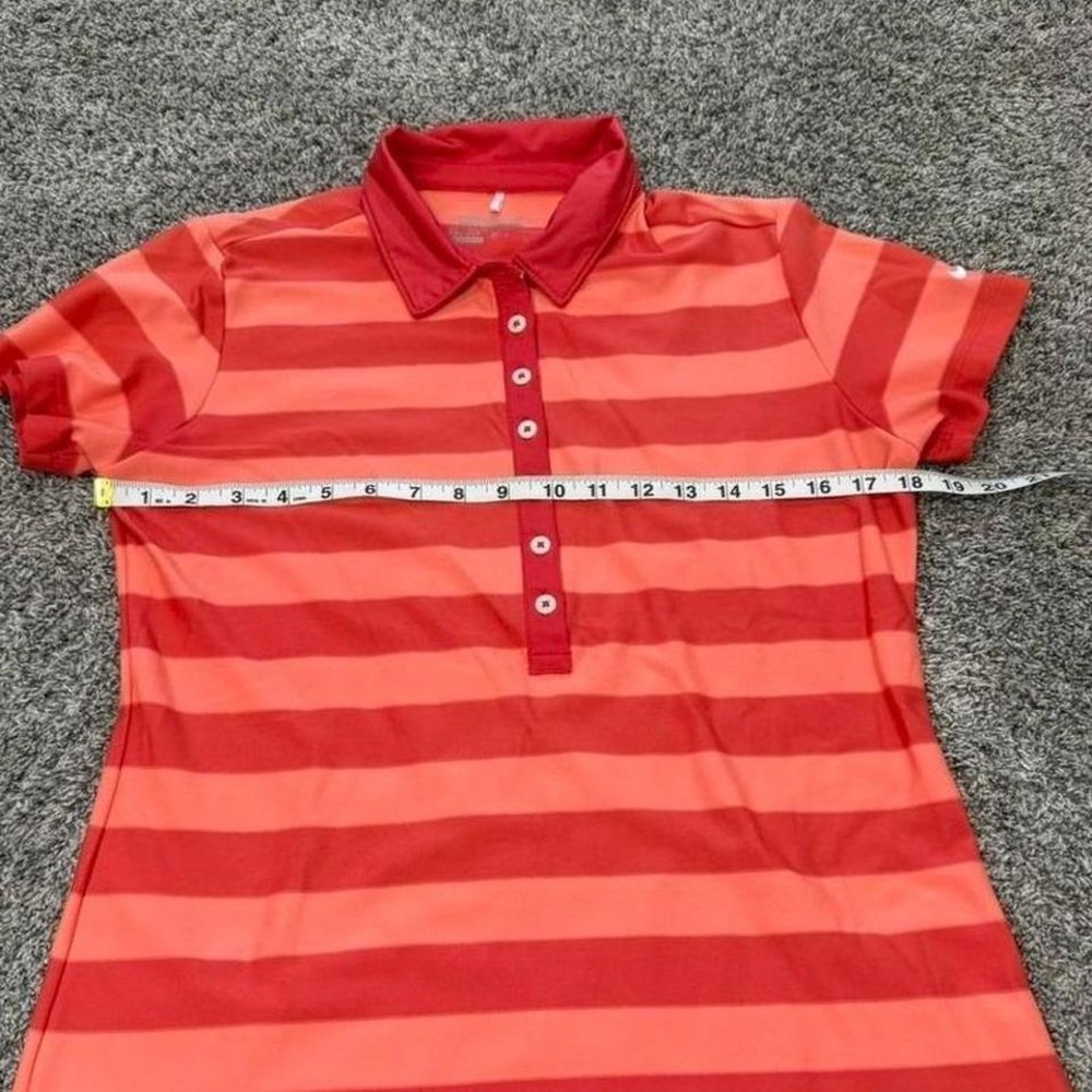 Nike Golf Tour Performance Dri-FIT Striped Polo Shirt Red Orange Womens Medium - Picture 3 of 5